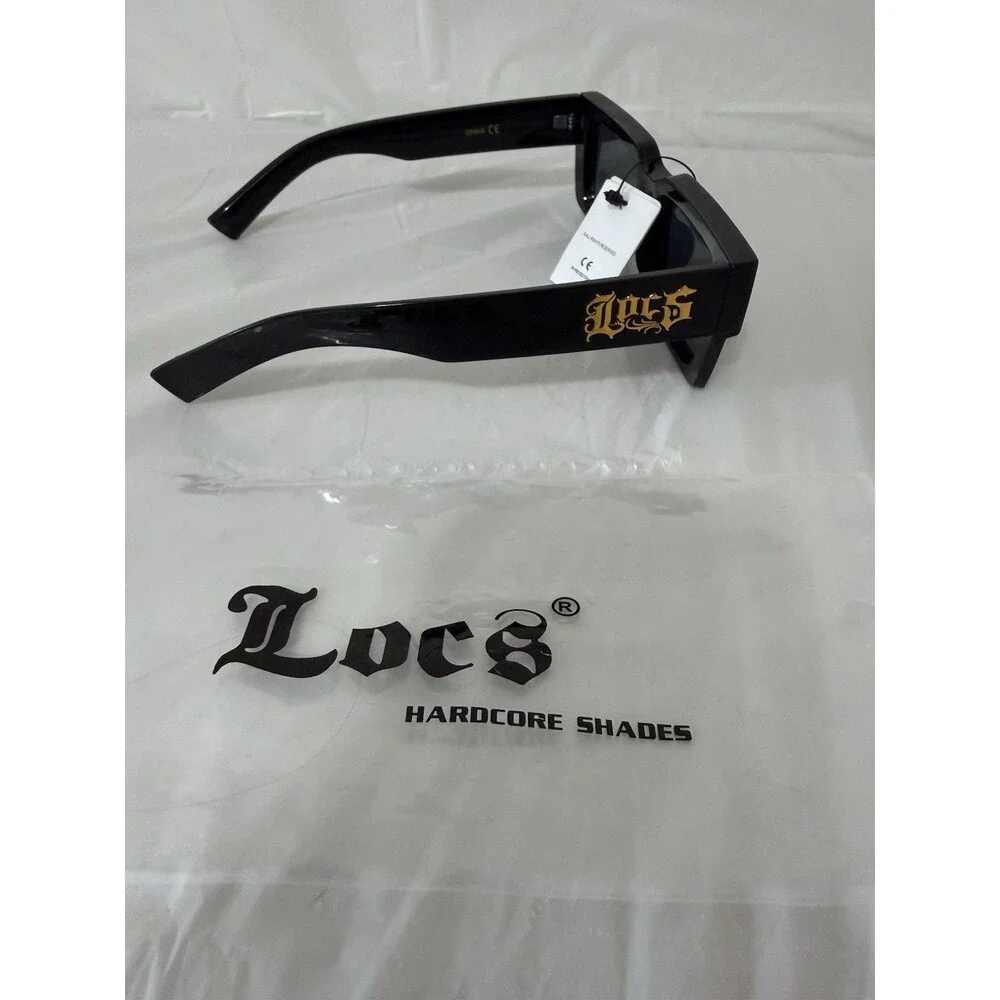 Locs Hardcore Shades Black Rectangular Sunglasses NWT UV Protection Streetwear